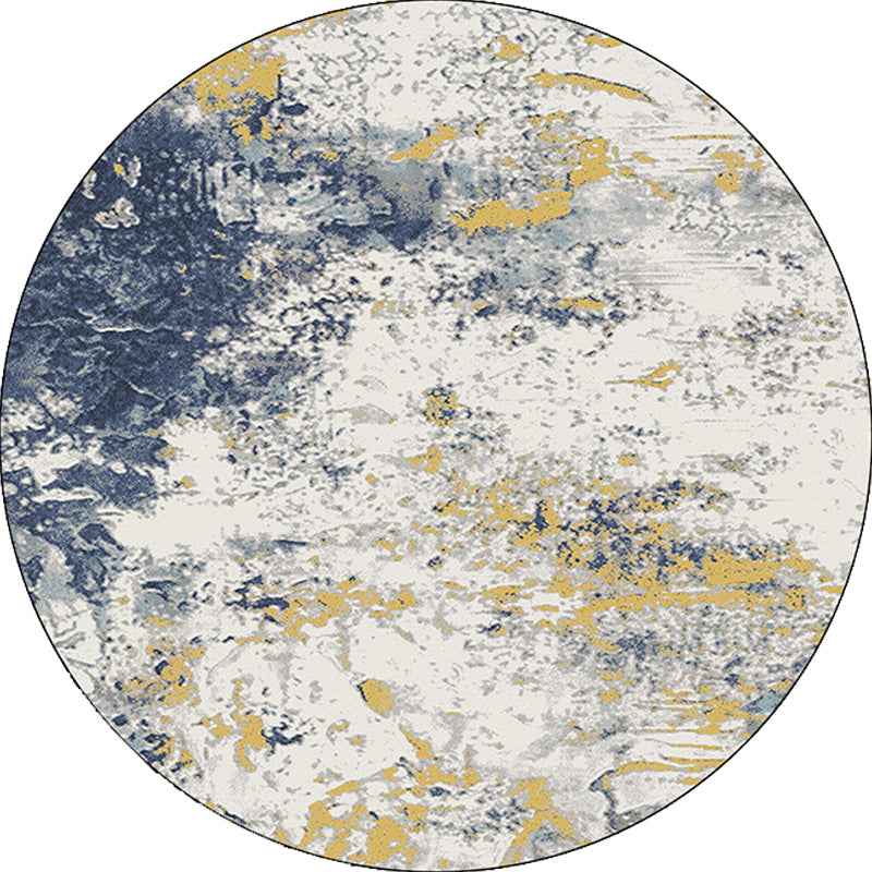 Minimalist modern rug white abstract ink painting pattern rug polyester washable pet-friendly rug for home decor