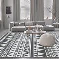 Gray and Black Bedroom Rug Southwest Stripes Dots Triangle Pattern Area Rug Polyester Non-Slip Back Rug