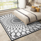 Gripe Bedroom Carpet Moroccan Geometric Mesh Pattern Area Rug Polyester Non-Slip Back Carpet