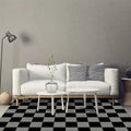 Black and Gray Bedroom Carpet Modern Checkered Pattern Carpet Polyester Washable Pet-Friendly Carpet