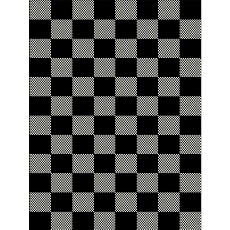 Black and Gray Bedroom Carpet Modern Checkered Pattern Carpet Polyester Washable Pet-Friendly Carpet