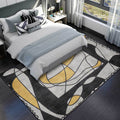 Novelty Living Room Rug in Gray Colorblock Line Print Rug Polyester Machine Washable Area Rug