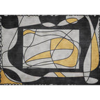 Novelty Living Room Rug in Gray Colorblock Line Print Rug Polyester Machine Washable Area Rug