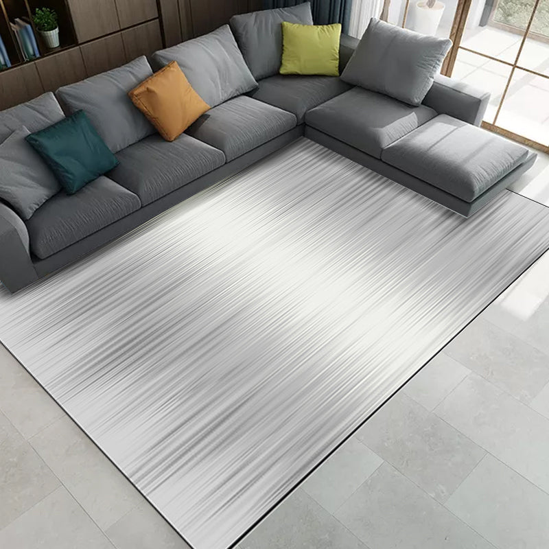 Nordic Modern Rug in Ivory Abstract Stripe Pattern Rug Polyester Machine Washable Rug for Home Decoration