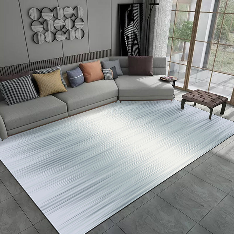 Nordic Modern Rug in Ivory Abstract Stripe Pattern Rug Polyester Machine Washable Rug for Home Decoration