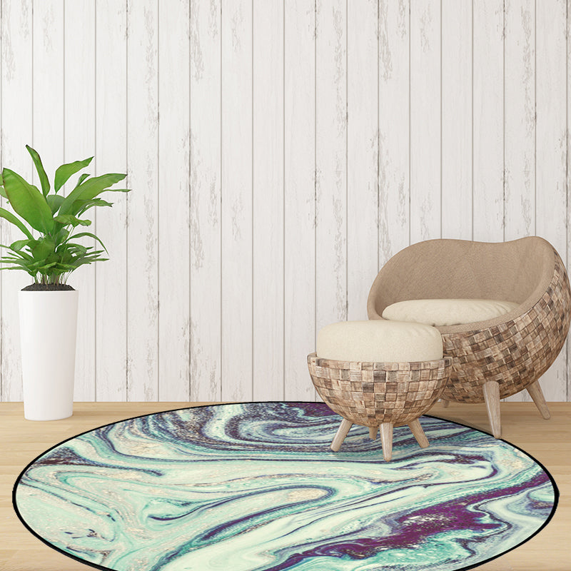 Scandinavian modern carpet in green abstract marble pattern carpet polyester non-slip washable carpet for home decor