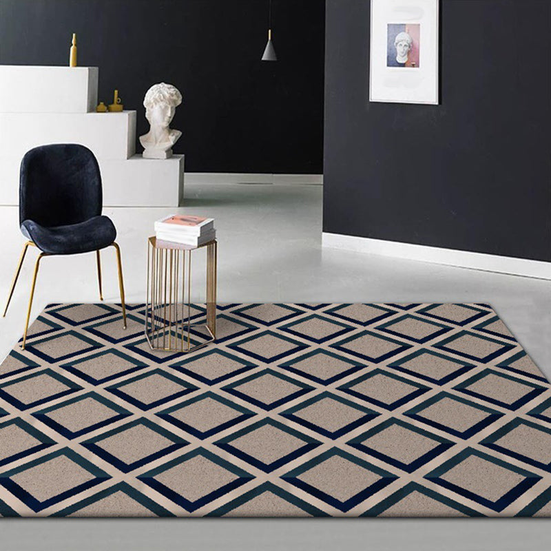 Contemporary Modern Rug in Brown Diamond Pattern Rug Polyester Stain Resistant Rug for Home Decor