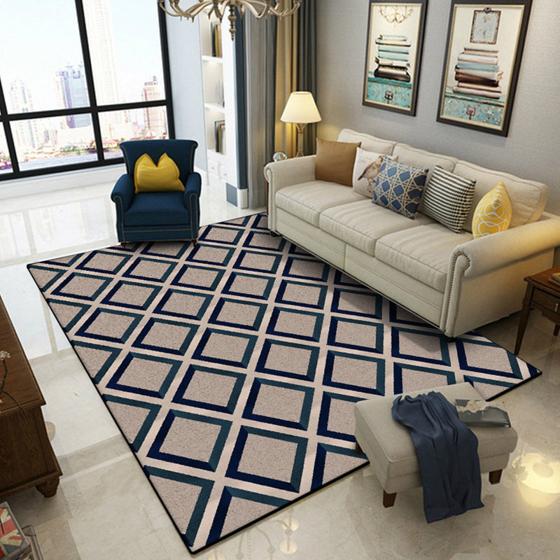 Contemporary Modern Rug in Brown Diamond Pattern Rug Polyester Stain Resistant Rug for Home Decor