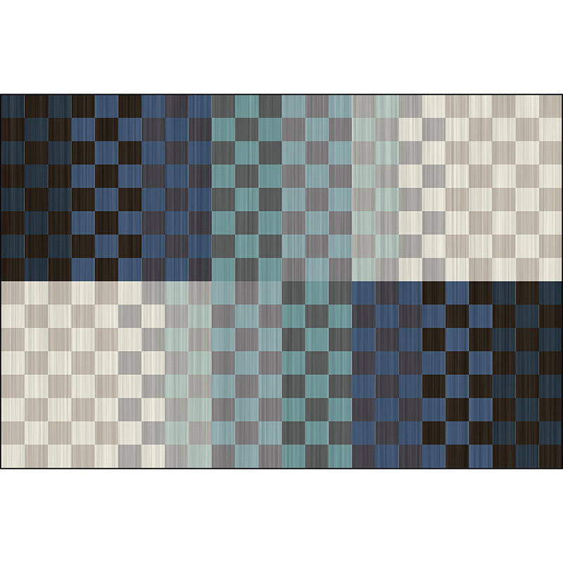 Novelty Living Room Rug Colorful Small Checked Color Block Print Rug Polyester Washable Stain Resistant Area Rug