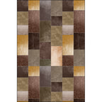 Novelty living room rug in brown color block rectangle print rug polyester pet-friendly machine washable rug