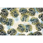 Modern Leaf Pattern Rug with Leaf Yellow and Green Polyester Rug Machine Washable Non-Slip Rug for Bedroom