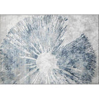 Scandinavian modern rug in gray and blue with abstract line pattern rug polyester washable rug for home decor