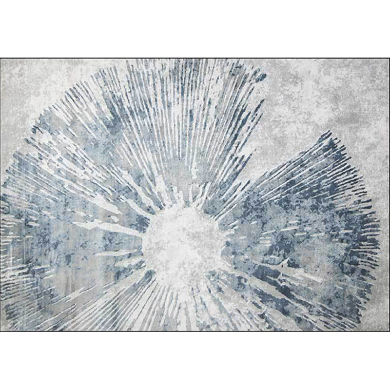 Scandinavian modern rug in gray and blue with abstract line pattern rug polyester washable rug for home decor