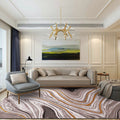 Brown Bedroom Carpet Modern Abstract Twisted Lines Pattern Area Rug Polyester Non-Slip Back Washable Rug