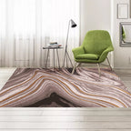 Brown Bedroom Carpet Modern Abstract Twisted Lines Pattern Area Rug Polyester Non-Slip Back Washable Rug
