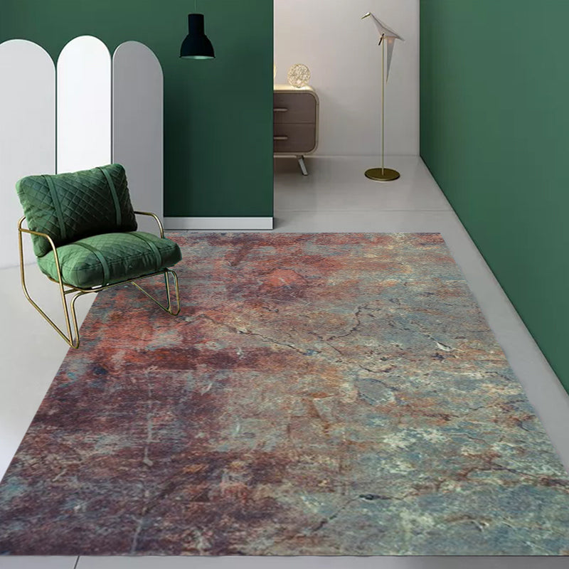 Modern Living Room Rug Colorful Abstract Rust Print Rug Polyester Washable Pet-Friendly Area Rug