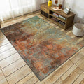 Modern Living Room Rug Colorful Abstract Rust Print Rug Polyester Washable Pet-Friendly Area Rug