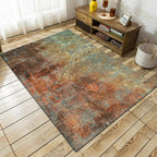 Modern Living Room Rug Colorful Abstract Rust Print Rug Polyester Washable Pet-Friendly Area Rug