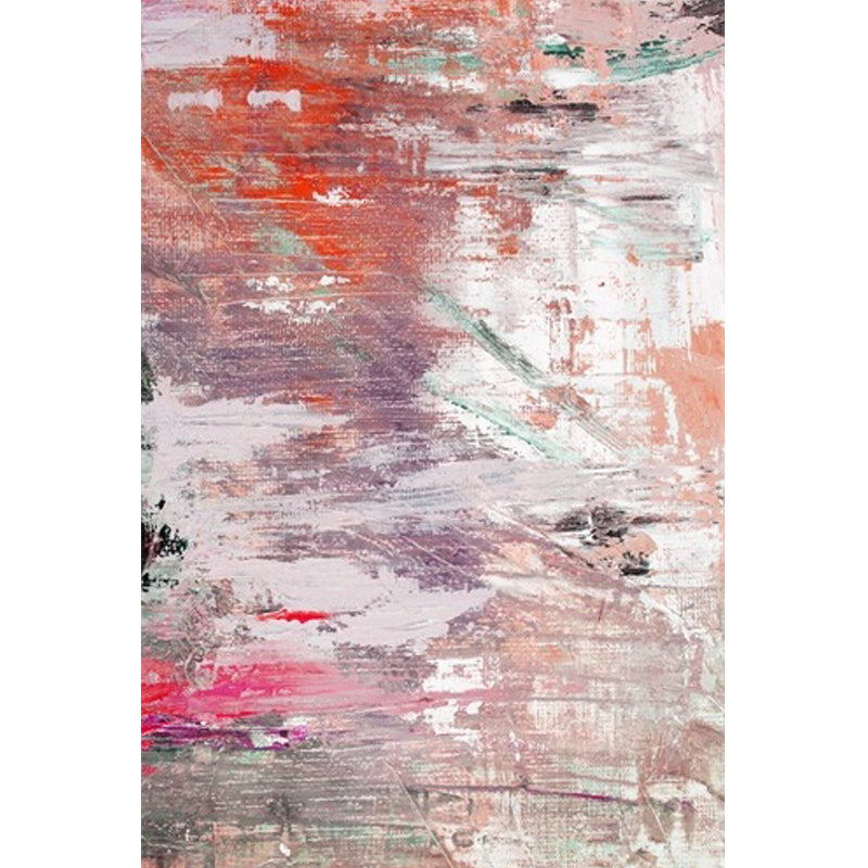 Pink Bedroom Rug Modern Abstract Oil Painting Pattern Area Rug Polyester Non-Slip Back Machine Washable Rug