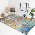 Colorful bedroom carpet Modern abstract oil painting pattern area rug Polyester non-slip machine washable rug
