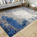 Scandinavian Modern Carpet in Blue and Gray Abstract Paint Pattern Carpet Polyester Washable Carpet for Home Decor