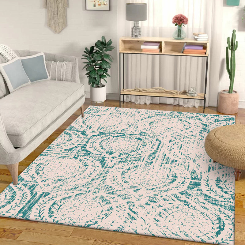 Modern living room carpet in green abstract lantern pattern Carpet Polyester Washable Non-slip Carpet
