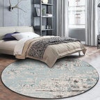 Blue Bedroom Rug Modern Abstract Striped Pattern Rug Polyester Non-Slip Back Machine Washable Rug