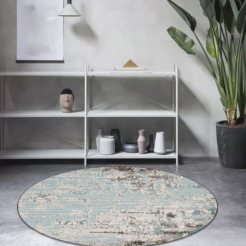 Blue Bedroom Rug Modern Abstract Striped Pattern Rug Polyester Non-Slip Back Machine Washable Rug