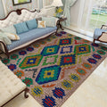 Southwest Living Room Rug in Brown Diamond Pattern Rug Polyester Washable Non-Slip Back Area Rug