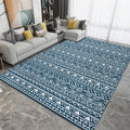 Blue Bedroom Rug Southwestern Stripes Triangle Pattern Area Rug Polyester Washable Non-Slip Rug