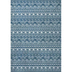 Blue Bedroom Rug Southwestern Stripes Triangle Pattern Area Rug Polyester Washable Non-Slip Rug