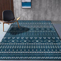 Southwestern living room rug in blue diamond triangle print rug polyester machine washable rug