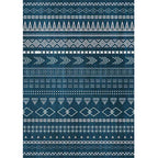 Southwestern living room rug in blue diamond triangle print rug polyester machine washable rug