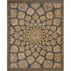 Brown Bedroom Rug Southwestern Floral Circle Geometric Pattern Area Rug Polyester Stain-Resistant Rug