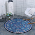 Blue Bedroom Carpet Southwest Triangle Line Pattern Carpet Polyester Machine Washable Carpet