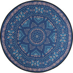Blue Bedroom Carpet Southwest Triangle Line Pattern Carpet Polyester Machine Washable Carpet