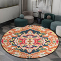 Orange Bedroom Rug Moroccan Floral Pattern Rug Polyester Pet Friendly Washable Rug