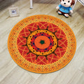 Orange Bedroom Rug Moroccan Floral Lotus Pattern Area Rug Polyester Machine Washable Stain Resistant Rug