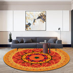 Orange Bedroom Rug Moroccan Floral Lotus Pattern Area Rug Polyester Machine Washable Stain Resistant Rug