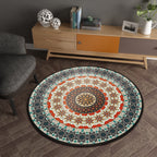 Green Bedroom Carpet Moroccan Flower Circle Pattern Carpet Polyester Pet-Friendly Non-Slip Washable Carpet