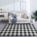 Black and White Bedroom Rug Modern Checkered Pattern Rug Polyester Washable Stain Resistant Rug