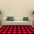 Casual modern rug in red checkered stripe pattern Rug polyester pet-friendly non-slip rug for home decor