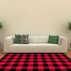 Casual modern rug in red checkered stripe pattern Rug polyester pet-friendly non-slip rug for home decor