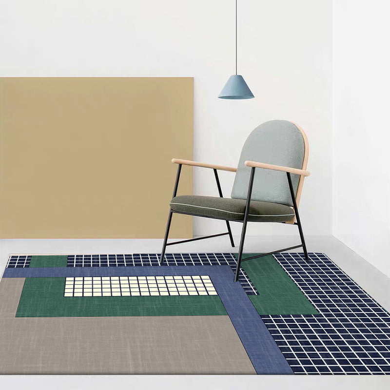 Modern living room rug Colored color box Checked pattern rug Polyester Non-slip backing rug
