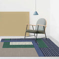 Modern living room rug Colored color box Checked pattern rug Polyester Non-slip backing rug