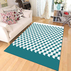 Modern living room rug Multicolored cube pattern rug Polyester non-slip backing washable rug
