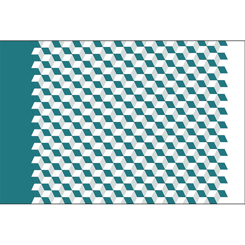 Modern living room rug Multicolored cube pattern rug Polyester non-slip backing washable rug