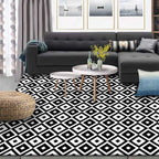 New Modern Carpet in Black-White Rhombus Pattern Carpet Polyester Non-Slip Pet-Friendly Carpet for Living Room Decoration