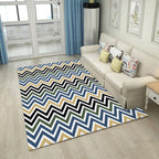 Colorful Bedroom Carpet Novelty Chevron Pattern Area Rug Polyester Non-Slip Back Carpette