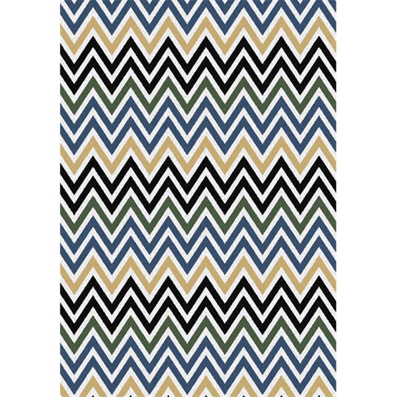 Colorful Bedroom Carpet Novelty Chevron Pattern Area Rug Polyester Non-Slip Back Carpette